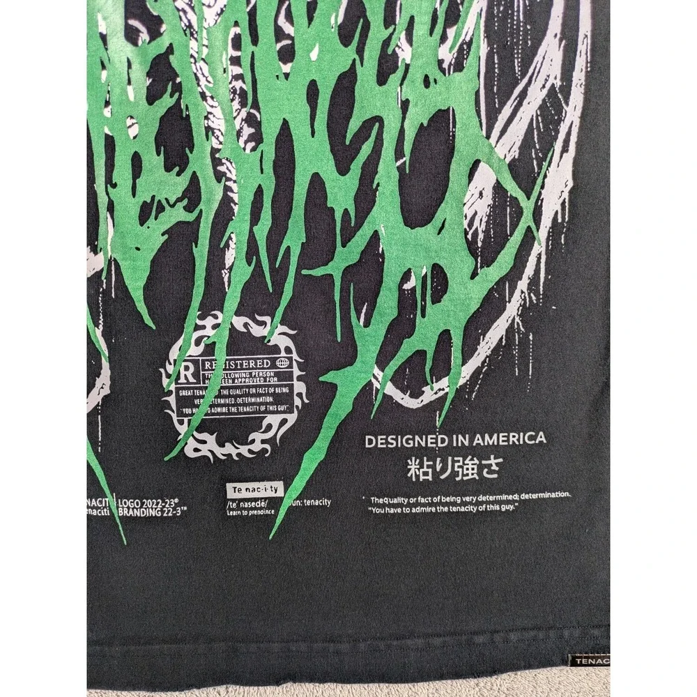Tenaciti Studios T-Shirt Mens Large Black‎ Ghost Graphic Distressed Streetwear